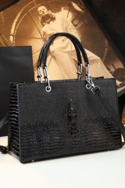 Classic Alligator Pattern Solid Durable Faux Leather Women Handbags
