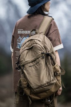 Classic Brown Large Capacity Solid Durable Backpack Bag