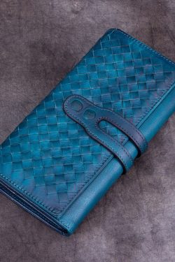 Classic Coffee Diamond lattice Genuine Calf Leather Wallet Purse