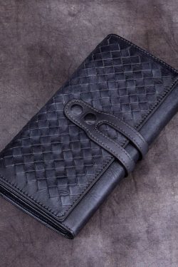 Classic Coffee Diamond lattice Genuine Calf Leather Wallet Purse