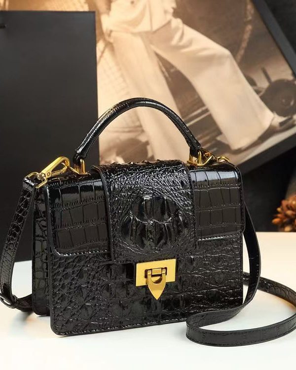 Classy Alligator Pattern Faux Leather Satchel Handbag