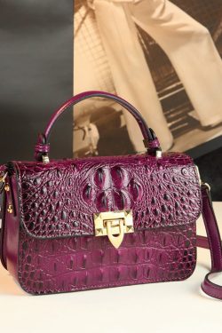 Classy Alligator Pattern Faux Leather Satchel Handbag