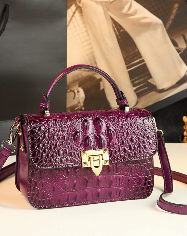 Classy Alligator Pattern Faux Leather Satchel Handbag