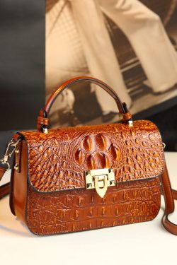 Classy Alligator Pattern Faux Leather Satchel Handbag