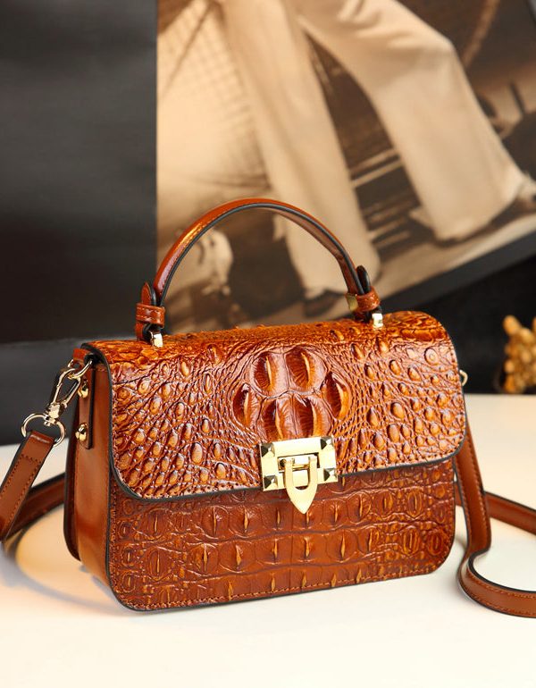 Classy Alligator Pattern Faux Leather Satchel Handbag