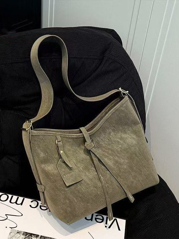 Classy Army Green Solid Durable Faux Leather Messenger Bag