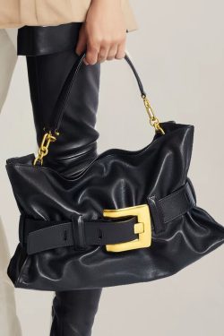 Classy Black Solid Durable Faux Leather Flap Bag