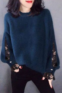 Classy Blue fashion tulle Knit Sweater Tops Winter