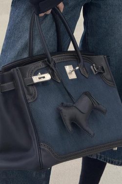 Classy Blue Patchwork Canvas Durable Tote Bag