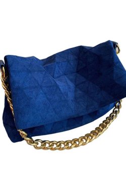 Classy Blue Versatile Suede Flap Bag