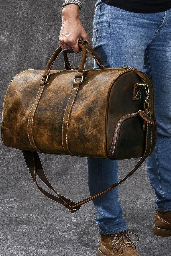 Classy Brown Calf Leather Travelling Tote Handbag