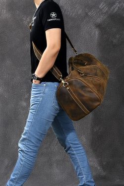 Classy Brown Calf Leather Travelling Tote Handbag