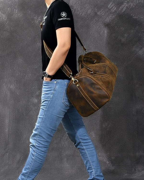 Classy Brown Calf Leather Travelling Tote Handbag