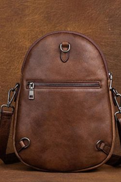 Classy Brown Colorblock Paitings Calf Leather Backpack Bag