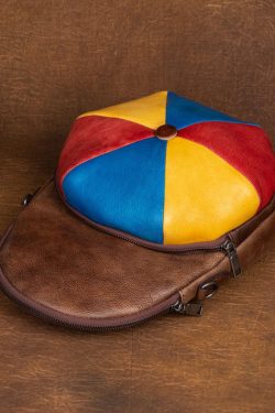 Classy Brown Colorblock Paitings Calf Leather Backpack Bag