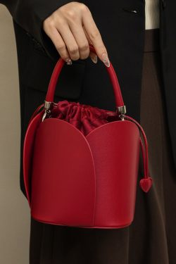 Classy Brown Drawstring Durable Faux Leather Bucket Bag