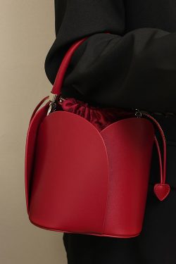 Classy Brown Drawstring Durable Faux Leather Bucket Bag