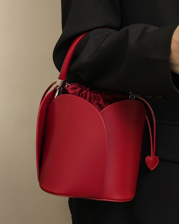 Classy Brown Drawstring Durable Faux Leather Bucket Bag