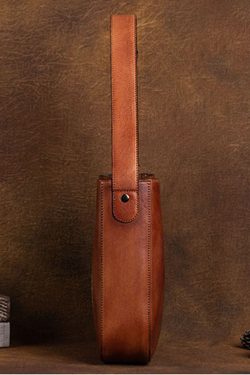 Classy Brown Large Capacity Paitings Calf Leather Satchel Handbag