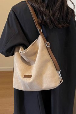 Classy Brown Large Capacity Solid Durable Suede Shoulder Bags