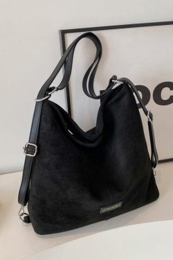 Classy Brown Large Capacity Solid Durable Suede Shoulder Bags