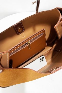 Classy Brown Patchwork Solid Durable Suede Saddle Bag