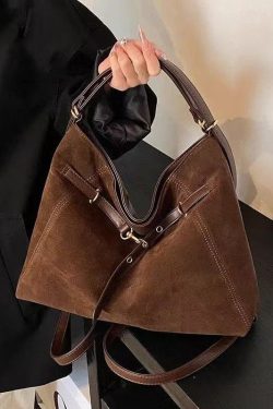 Classy Brown Solid Durable Fine Suede Women Handbags