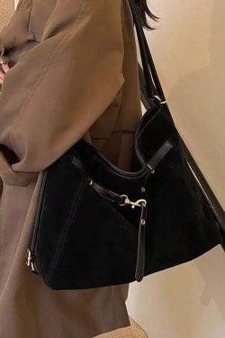 Classy Brown Solid Durable Fine Suede Women Handbags