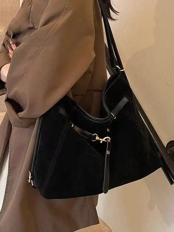 Classy Brown Solid Durable Fine Suede Women Handbags