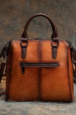 Classy Brown The Sunflowers Embossing Calf Leather Tote Handbag