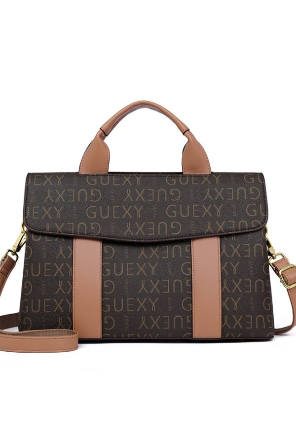 Classy Chocolate Large Capacity Calf Leather Tote Handbag