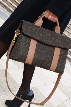 Classy Chocolate Large Capacity Calf Leather Tote Handbag