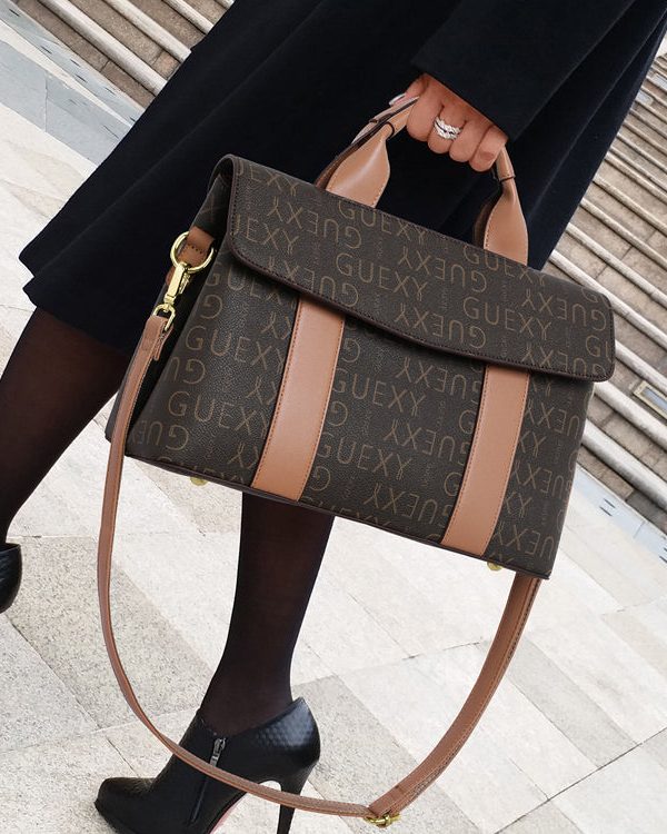 Classy Chocolate Large Capacity Calf Leather Tote Handbag