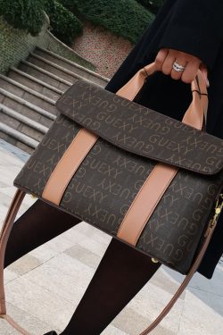 Classy Chocolate Large Capacity Calf Leather Tote Handbag