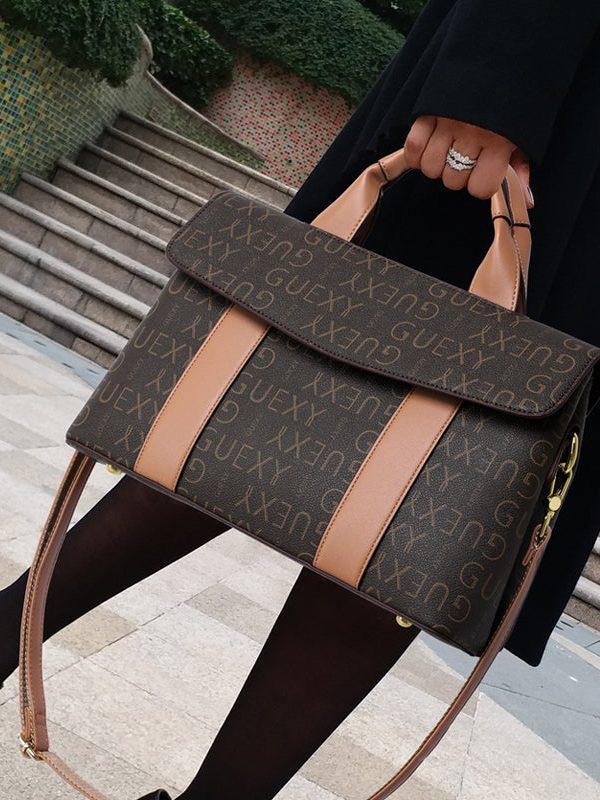 Classy Chocolate Large Capacity Calf Leather Tote Handbag