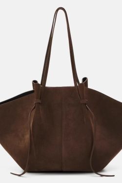 Classy Chocolate Sector Large Capacity Suede Shoulder Bags