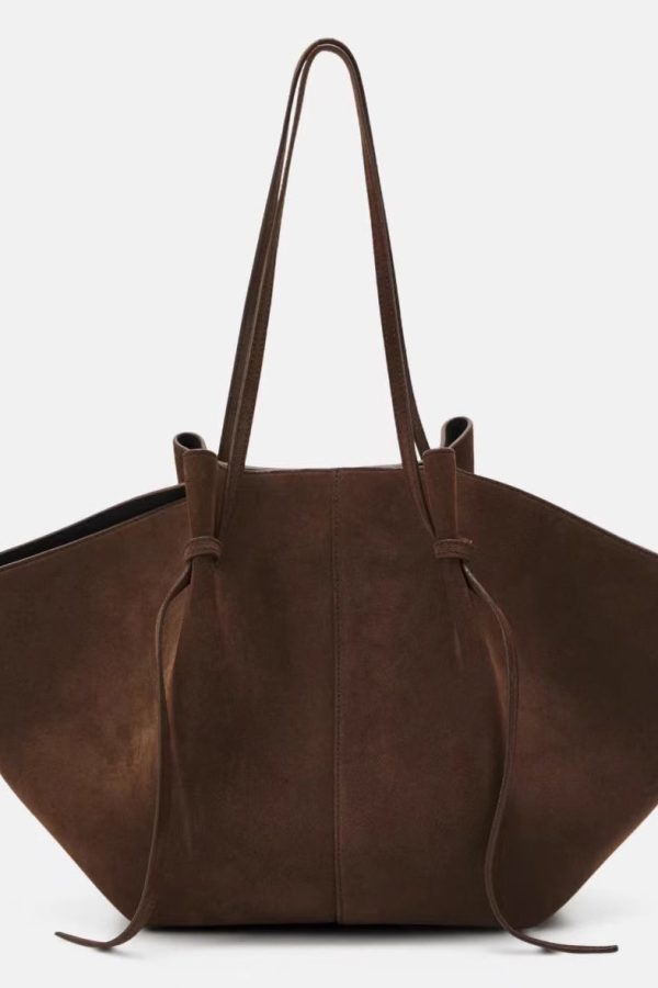 Classy Chocolate Sector Large Capacity Suede Shoulder Bags