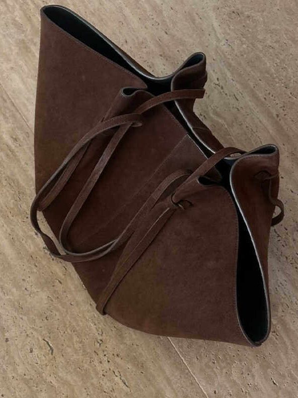 Classy Chocolate Sector Large Capacity Suede Shoulder Bags