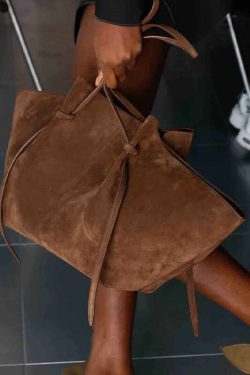 Classy Chocolate Sector Large Capacity Suede Shoulder Bags