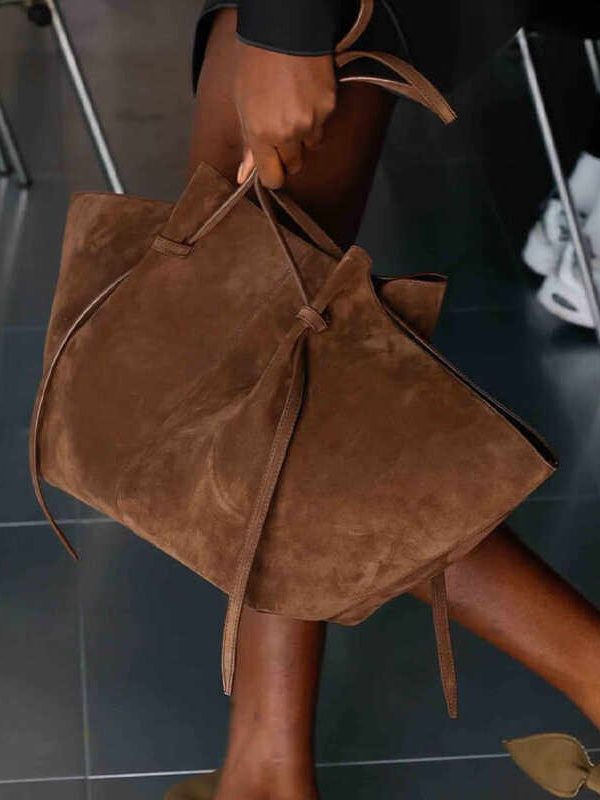 Classy Chocolate Sector Large Capacity Suede Shoulder Bags