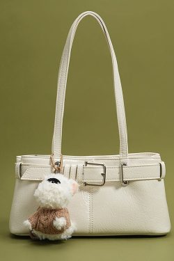 Classy Chocolate Solid Durable Dog Decorated Faux Leather Satchel Handbag