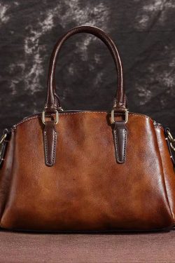 Classy Coffee Embossed Versatile Calf Leather Tote Handbag
