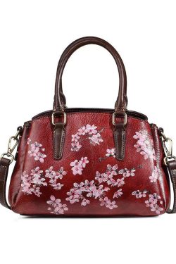 Classy Coffee Embossed Versatile Calf Leather Tote Handbag