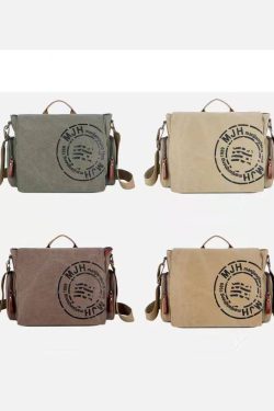 Classy Dark Khaki Graphic Print Canvas Satchel Handbag