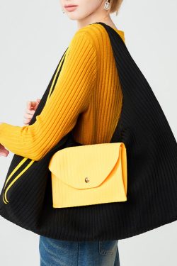 Classy Denim Blue Large Capacity Patchwork Pocket Cotton Shoulder Bags