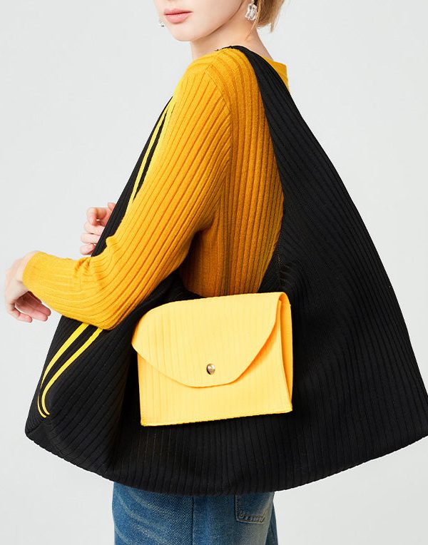 Classy Denim Blue Large Capacity Patchwork Pocket Cotton Shoulder Bags