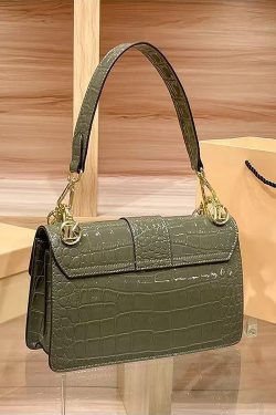 Classy Green Durable Calf Leather Satchel Bag Handbag
