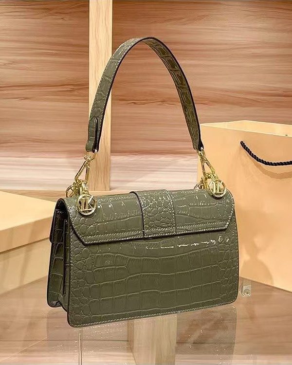 Classy Green Durable Calf Leather Satchel Bag Handbag