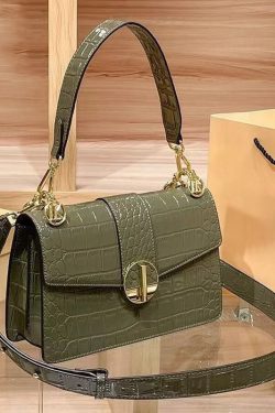 Classy Green Durable Calf Leather Satchel Bag Handbag