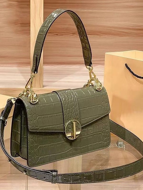 Classy Green Durable Calf Leather Satchel Bag Handbag